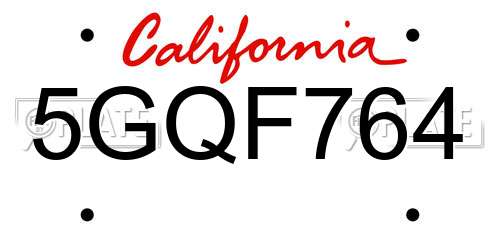 5GQF764 California License Plate