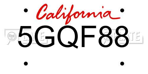 5GQF88 California License Plate