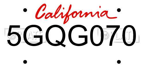 5GQG070 California License Plate