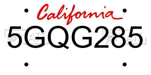5GQG285 California License Plate