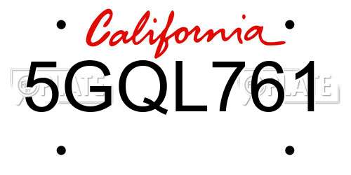 5GQL761 California License Plate