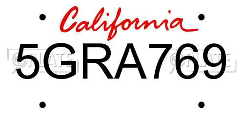 5GRA769 California License Plate