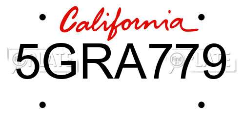 5GRA779 California License Plate