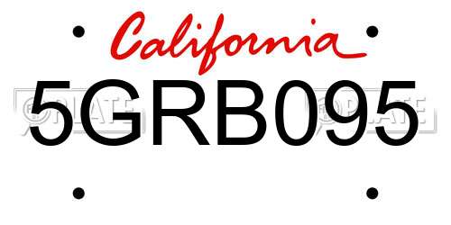 5GRB095 California License Plate