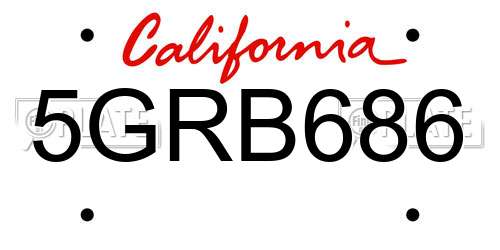 5GRB686 California License Plate