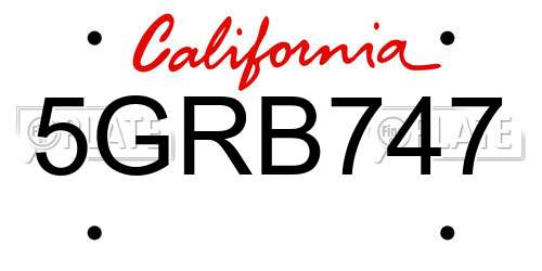 5GRB747 California License Plate