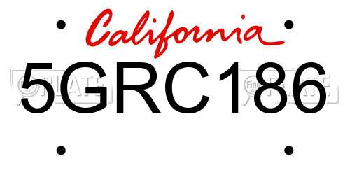 5GRC186 California License Plate