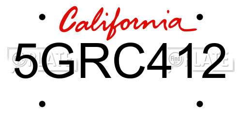 5GRC412 California License Plate