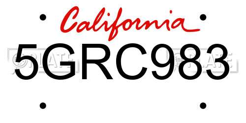 5GRC983 California License Plate