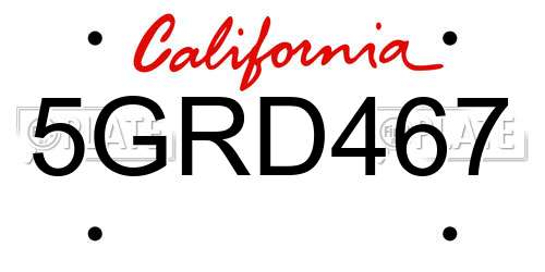 5GRD467 California License Plate