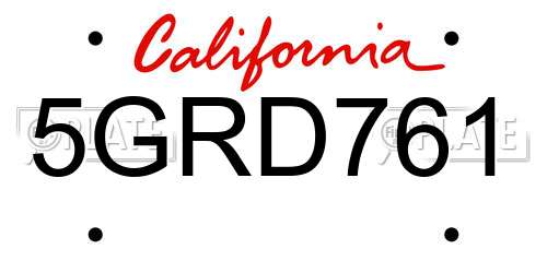 5GRD761 California License Plate