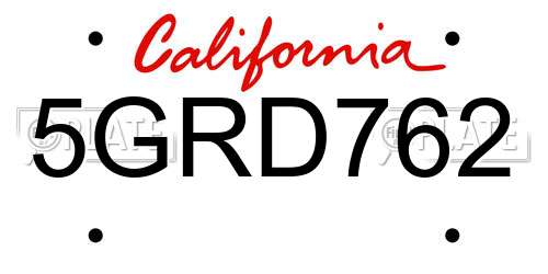5GRD762 California License Plate