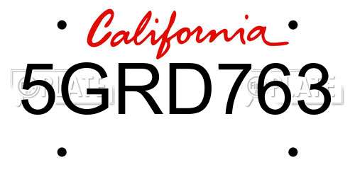 5GRD763 California License Plate