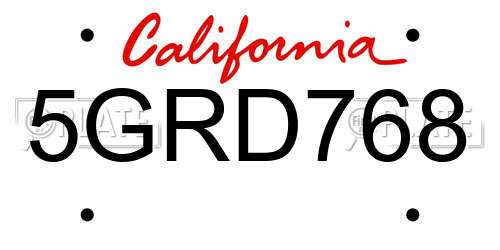 5GRD768 California License Plate