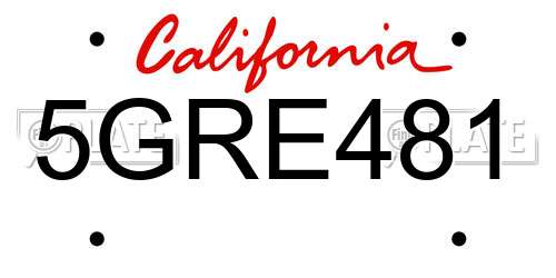 5GRE481 California License Plate