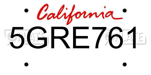 5GRE761 California License Plate