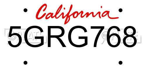5GRG768 California License Plate