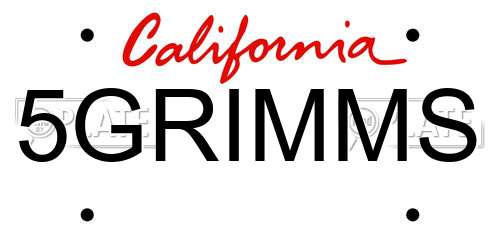 5GRIMMS California License Plate