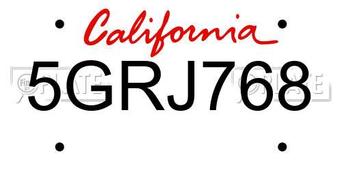 5GRJ768 California License Plate