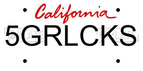 5GRLCKS California License Plate