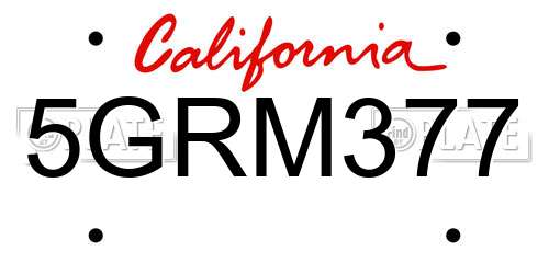 5GRM377 California License Plate