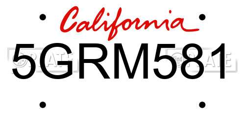 5GRM581 California License Plate