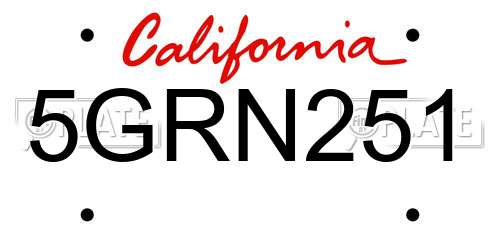 5GRN251 California License Plate