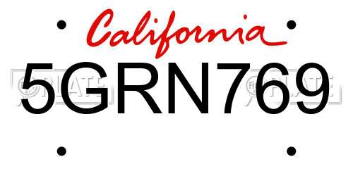 5GRN769 California License Plate