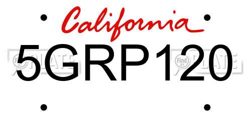 5GRP120 California License Plate