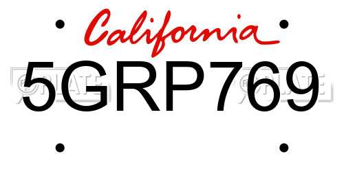 5GRP769 California License Plate
