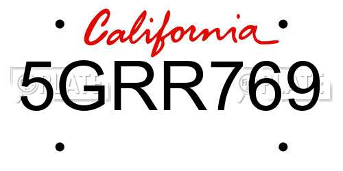 5GRR769 California License Plate