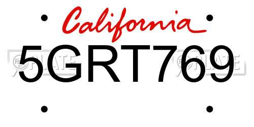 5GRT769 California License Plate
