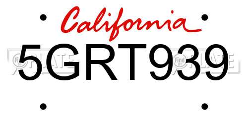 5GRT939 California License Plate