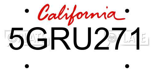 5GRU271 California License Plate