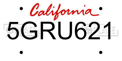 5GRU621 California License Plate