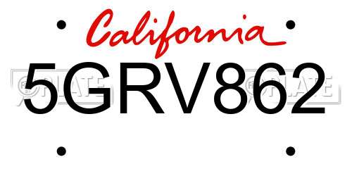 5GRV862 California License Plate