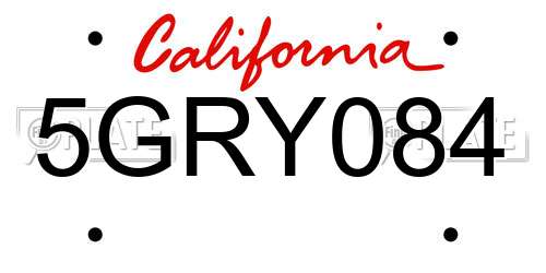 5GRY084 California License Plate