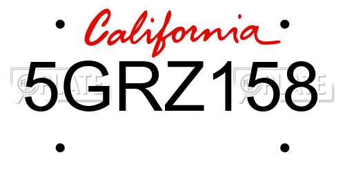 5GRZ158 California License Plate