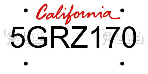 5GRZ170 California License Plate