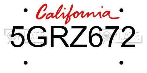 5GRZ672 California License Plate