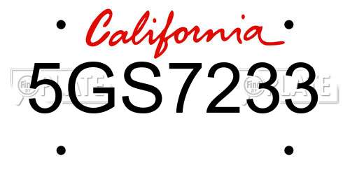 5GS7233 California License Plate