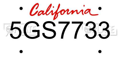 5GS7733 California License Plate
