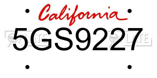 5GS9227 California License Plate
