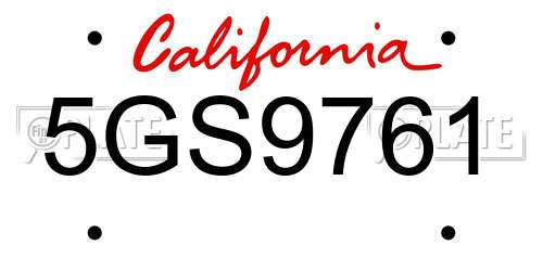 5GS9761 California License Plate