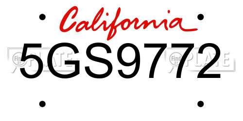 5GS9772 California License Plate