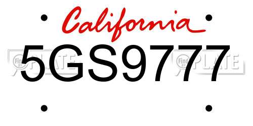 5GS9777 California License Plate