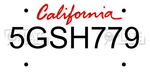 5GSH779 California License Plate