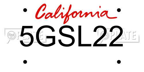 5GSL22 California License Plate