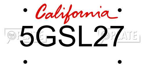 5GSL27 California License Plate