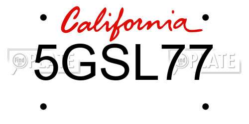 5GSL77 California License Plate